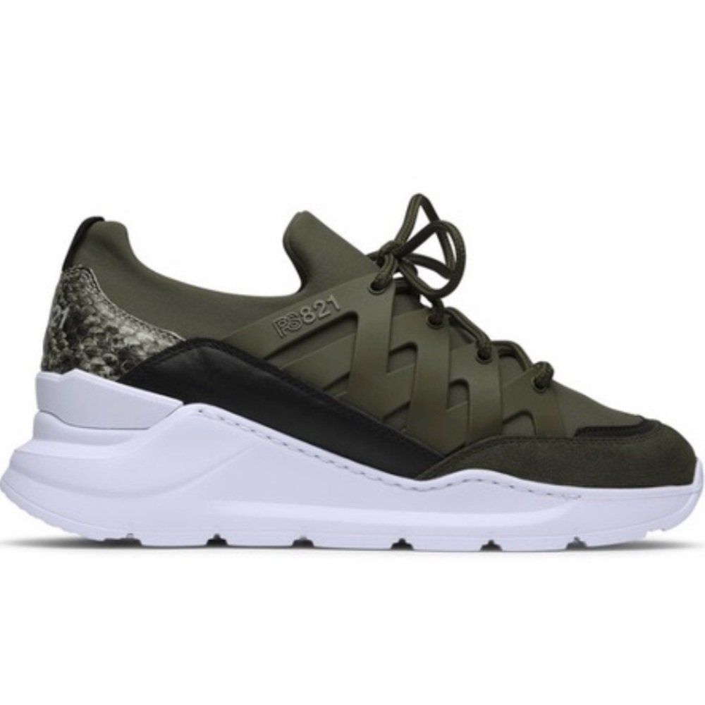 PS 821 Army Green Bolt Sneaker Python New! Unisex